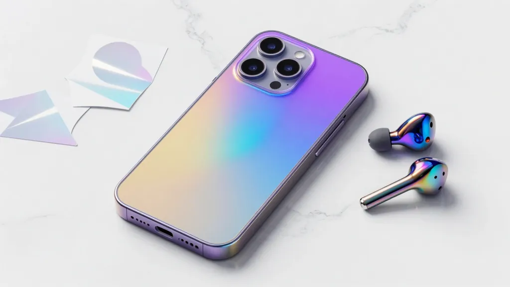 Accesorio de funda de teléfono iridiscente con efecto mancha de aceite