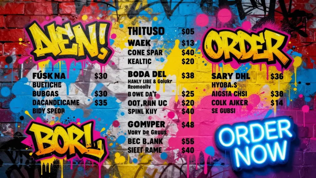 Giao diện Menu Nghệ thuật Đường phố Phong cách Graffiti
