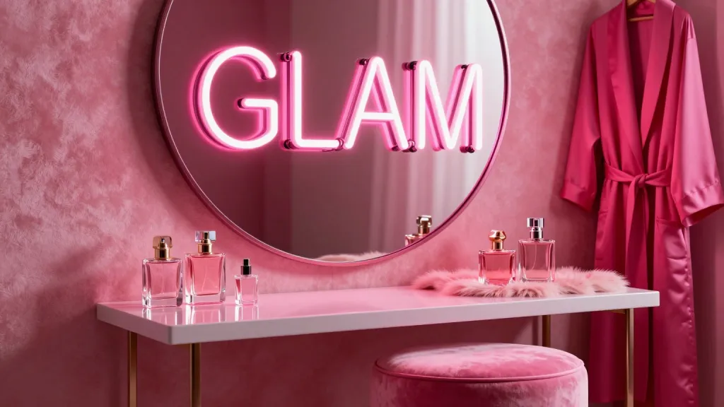 Gương Trang Điểm Neon Glam Trang Trí