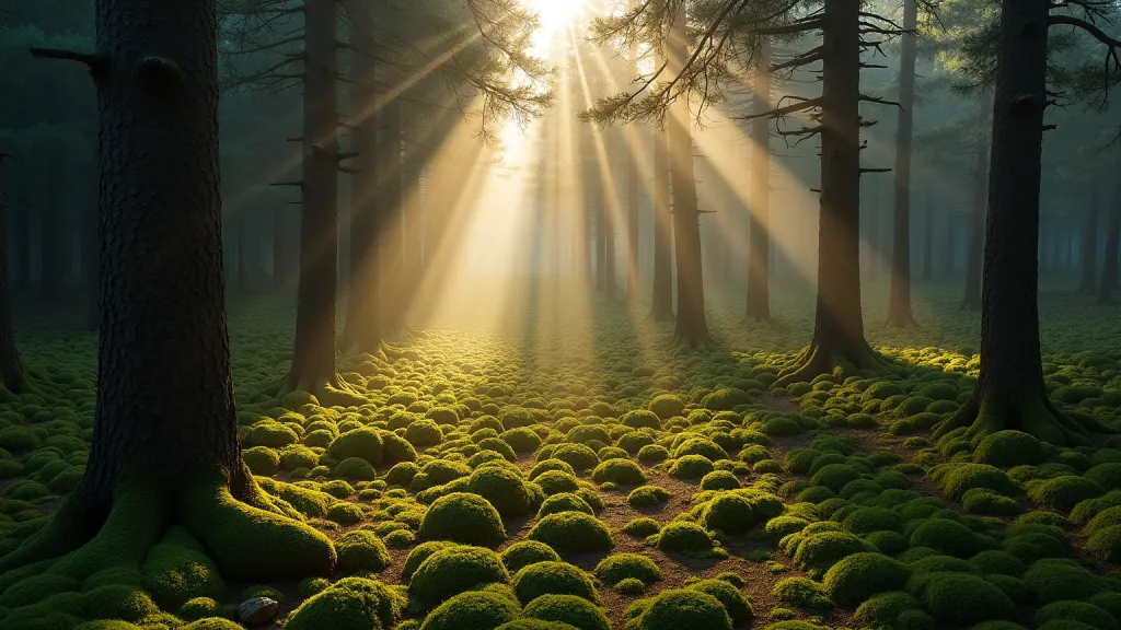 Emerald Moss Canopy Ancient Caledonian Pinewood