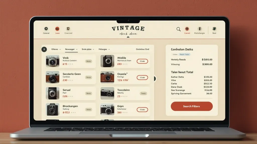 Interfaccia POS per inventario di negozio di fotocamere vintage