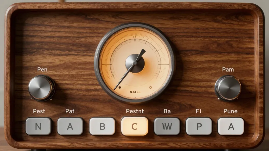 Interfaccia audio retrò per app lettore radio vintage