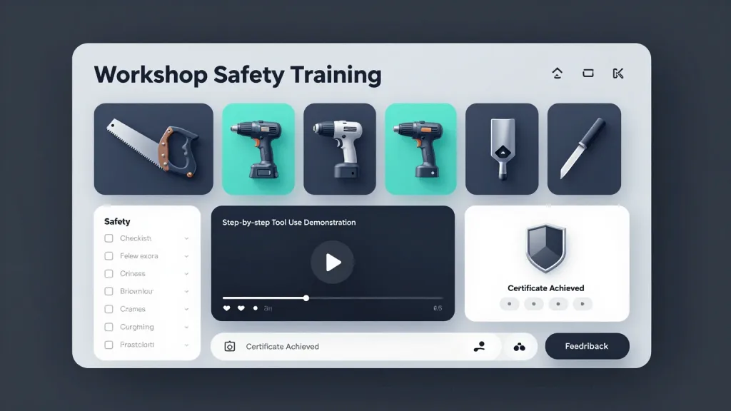 Aplicación de aprendizaje sobre seguridad en talleres: lección de herramientas
