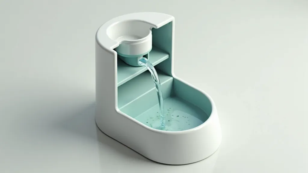Ceramic Pet Fountain Pet Product Flow Cutaway Render