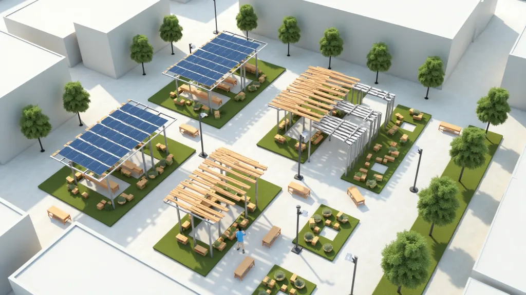 Neighborhood Solar Pergola Public Space Shade Energy Plan