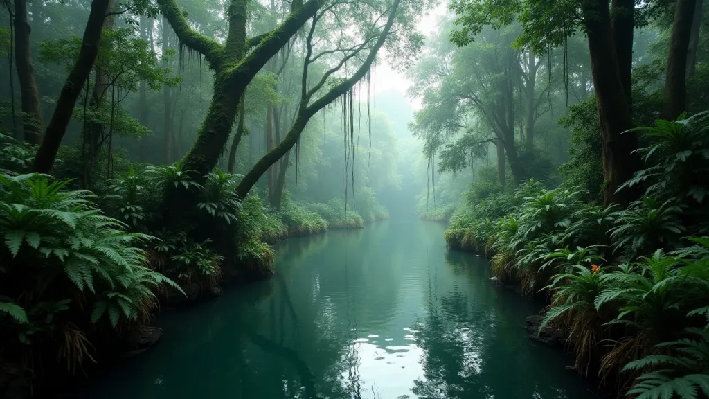Dense Monsoon Canopy Tropical Rainforest River