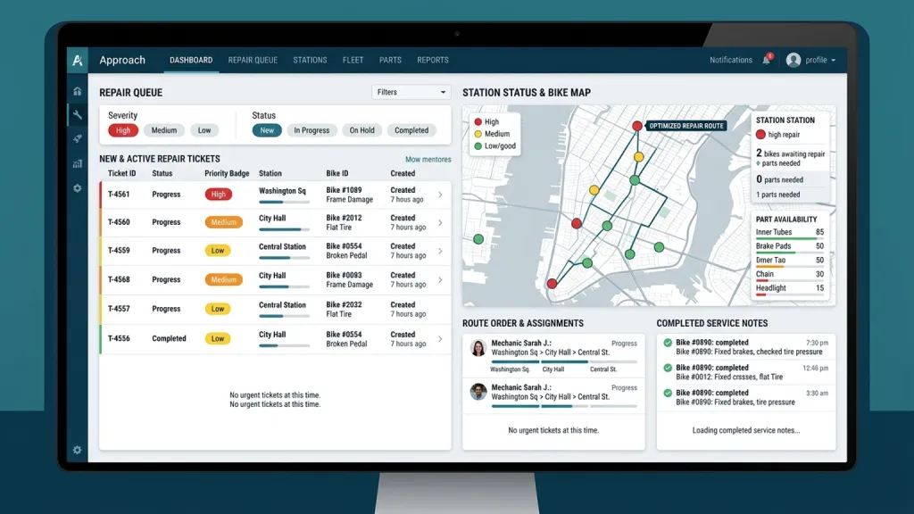 Bike Share Mechanic Dispatch Operations Dashboard Repair Queue