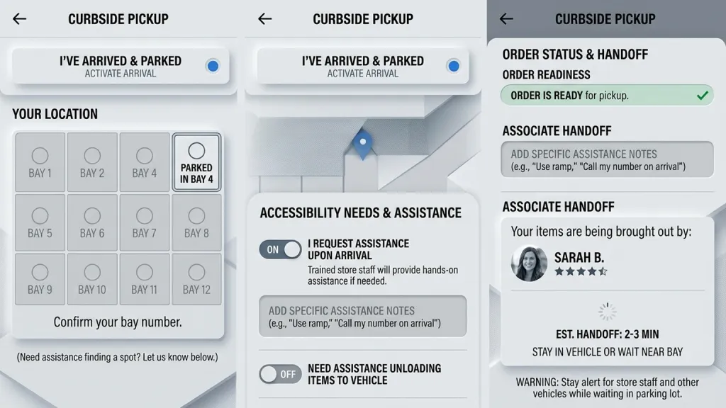 Accessible Curbside Pickup Retail App Arrival Handoff
