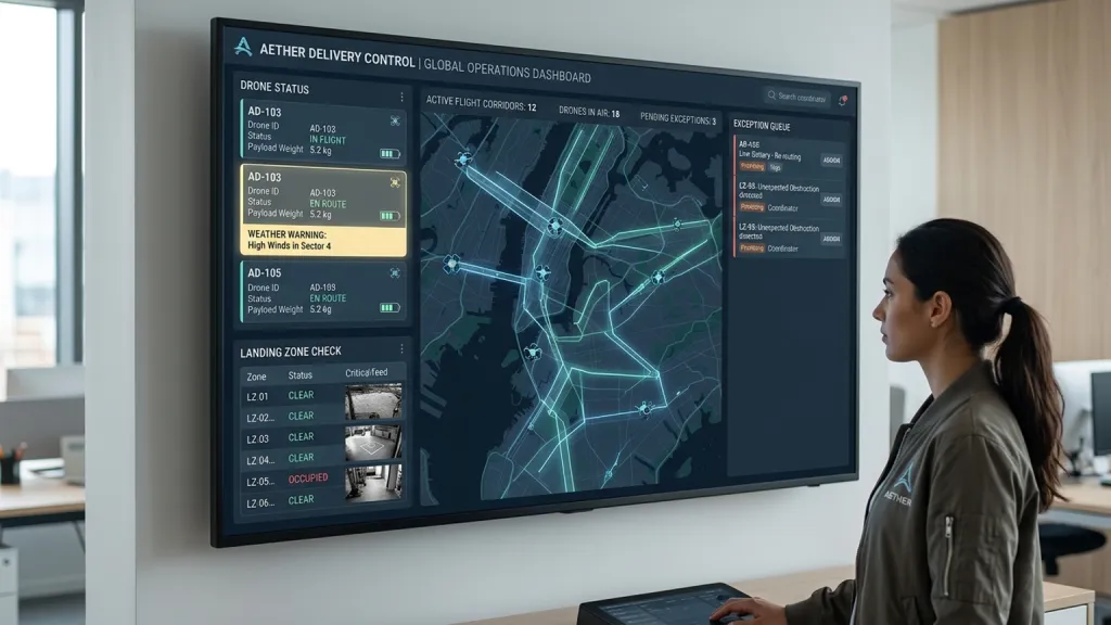 Drone Delivery Control Logistics Dashboard Flight Corridor