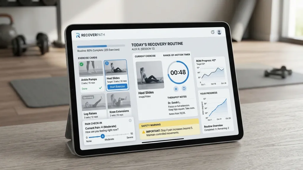 Physical Therapy Exercise Coach Tablet App Recovery Routine