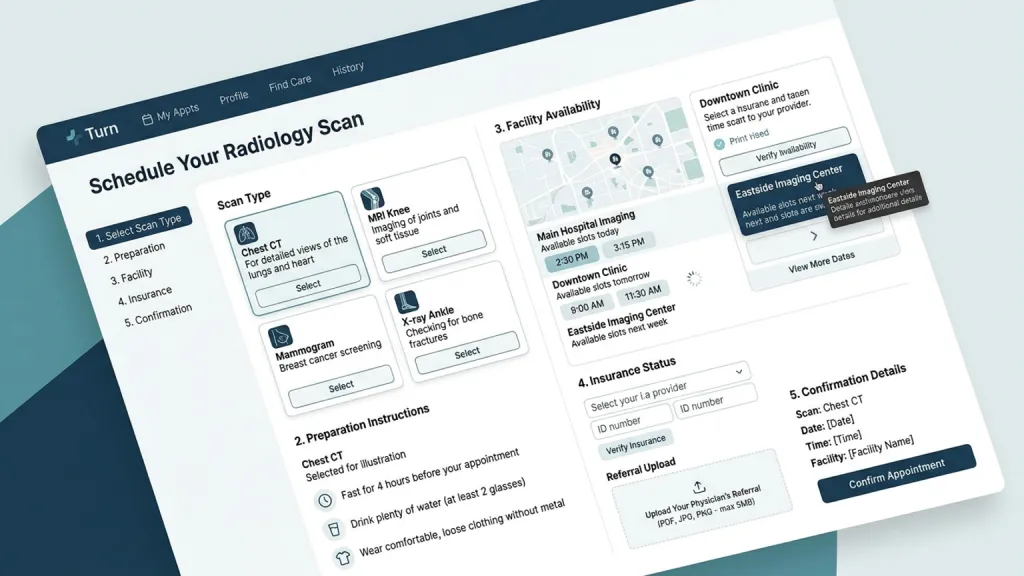 Radiology Appointment Portal Healthcare Web App Scan Scheduler