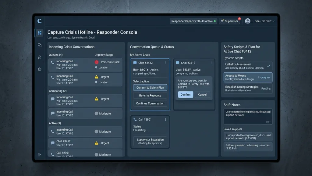 Crisis Hotline Responder Web Console Responder Queue
