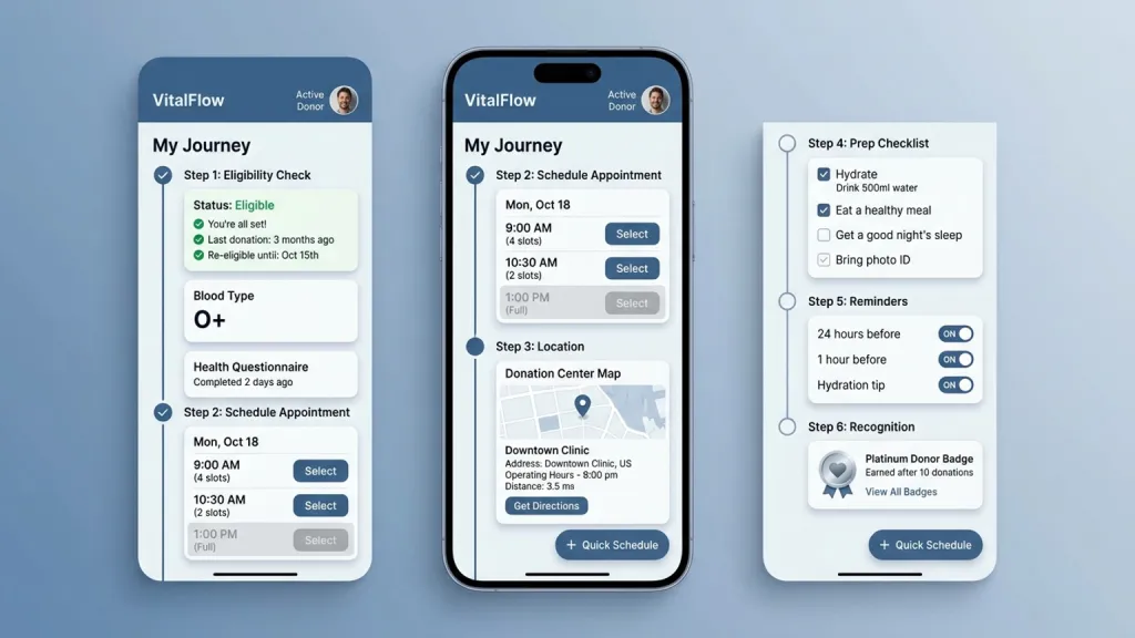 Blood Donation Appointment Public Health App Donor Journey