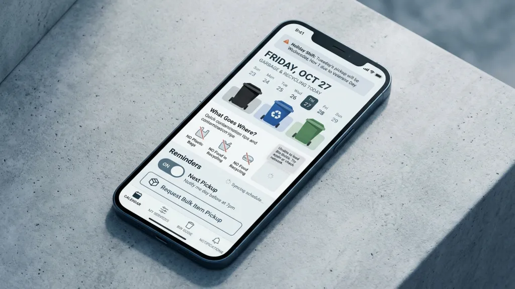 Recycling Pickup Calendar City App Collection Planner