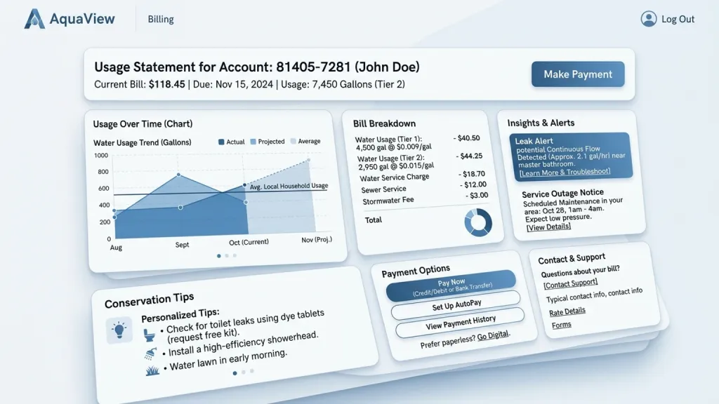 Water Utility Billing Customer Portal Usage Statement