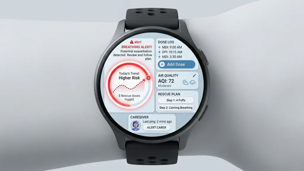Asthma Inhaler Tracker Smartwatch App Breathing Alert