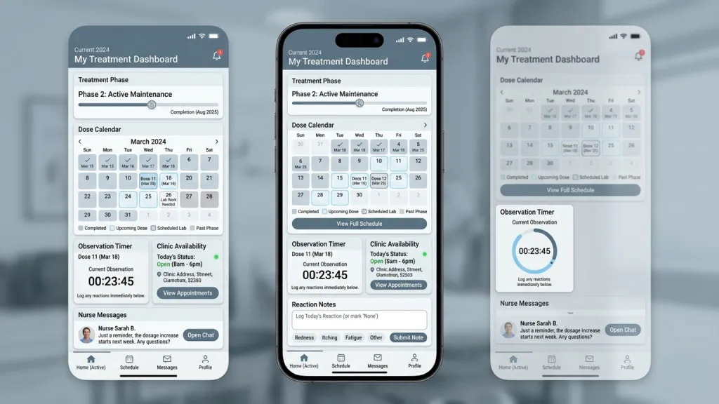 Immunotherapy Clinic Schedule Patient App Dose Calendar