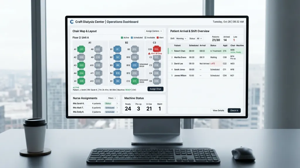 Dialysis Center Operations Dashboard Chair Assignment