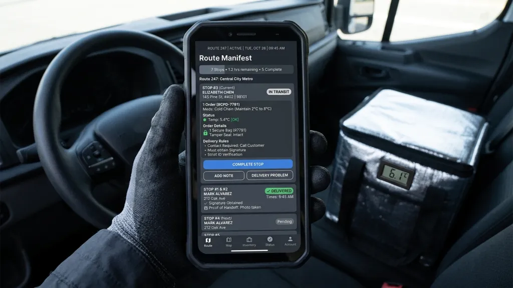 Pharmacy Delivery Courier Driver App Route Manifest
