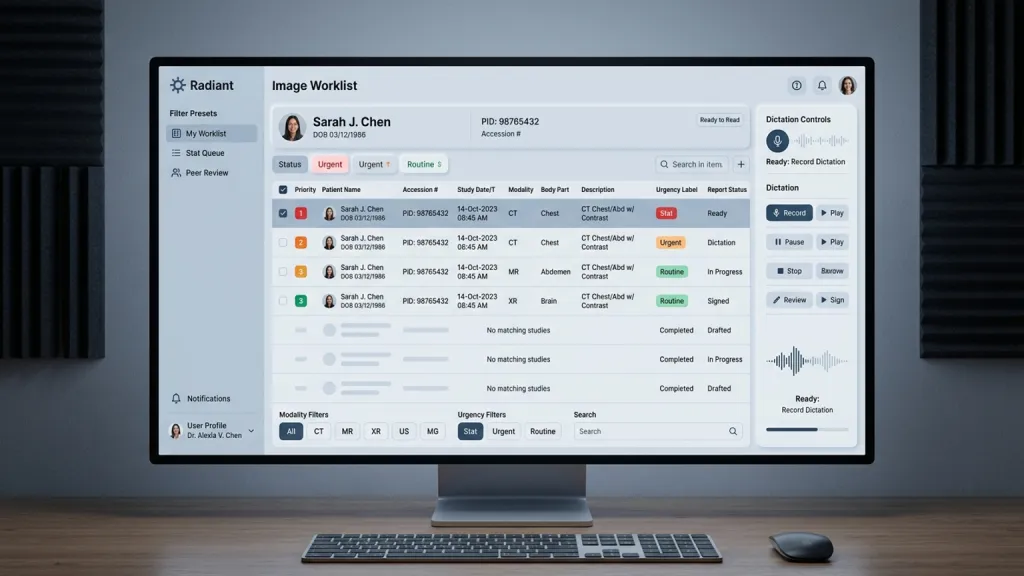 Remote Radiology Workstation Desktop App Image Worklist