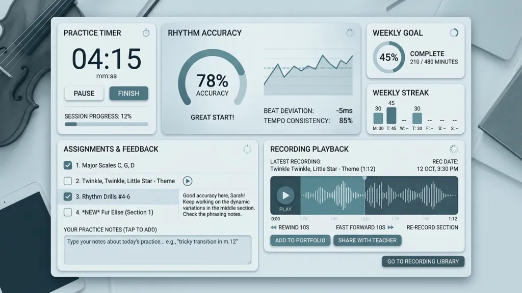 Music Lesson Practice Student App Rhythm Tracker