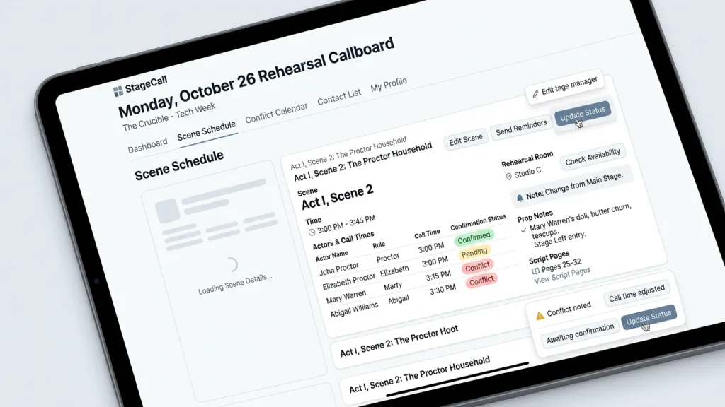 Theater Rehearsal Callboard Production App Scene Schedule