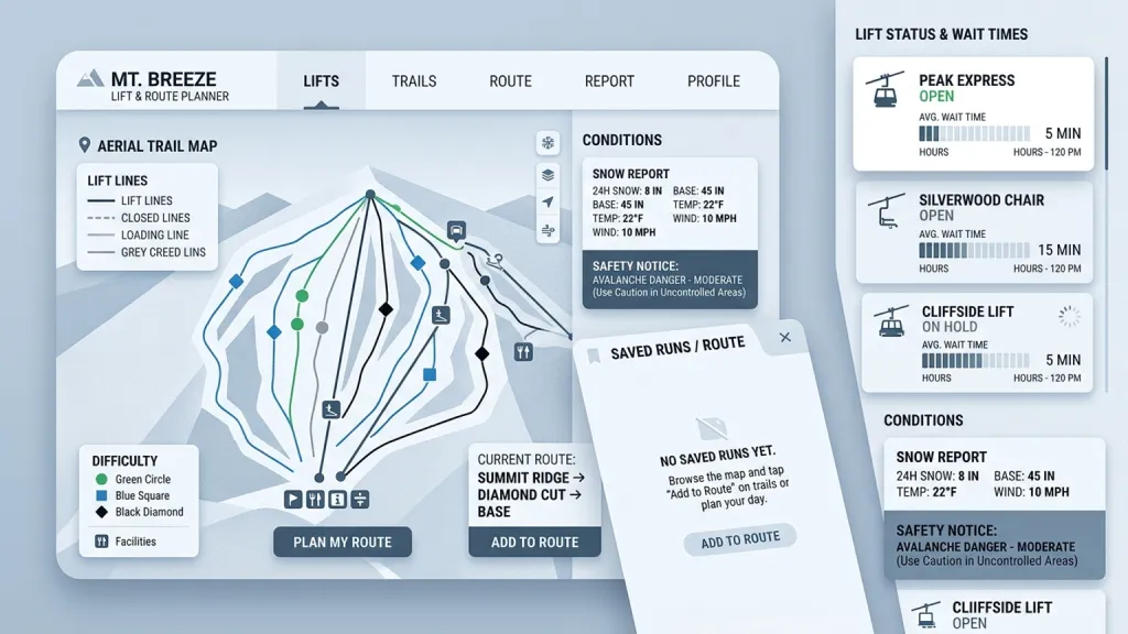 Ski Resort Lift Status Mobile App Mountain Board