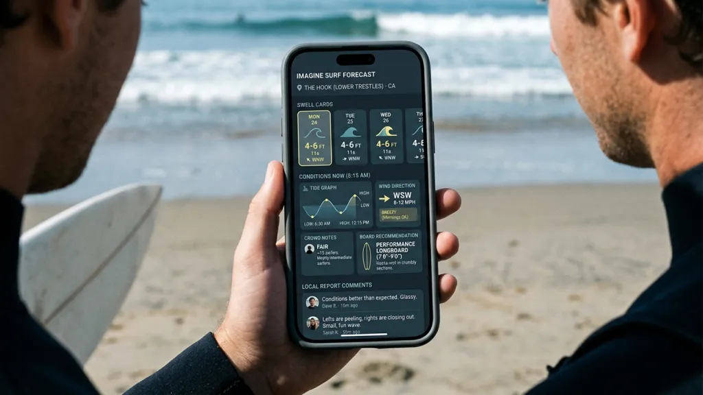 Surf Forecast Community Mobile App Swell Cards