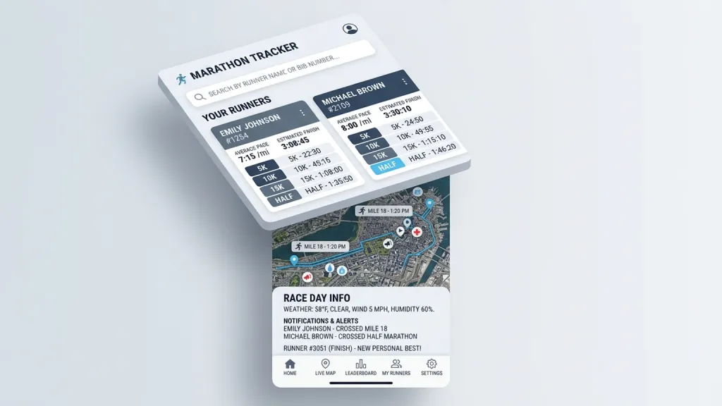 Marathon Race Tracker Spectator App Runner Splits