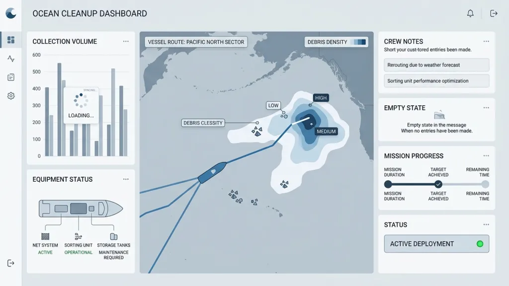 Ocean Cleanup Vessel Command Dashboard Debris Tracker