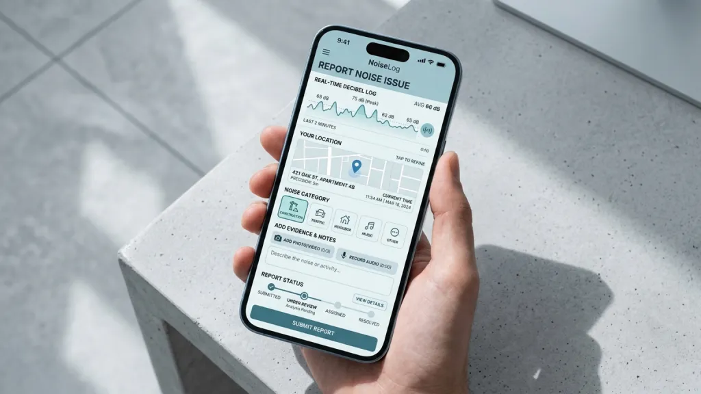 Noise Pollution Reporting Mobile App Decibel Log