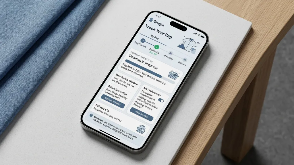 Laundry Pickup Subscription Service App Bag Tracker