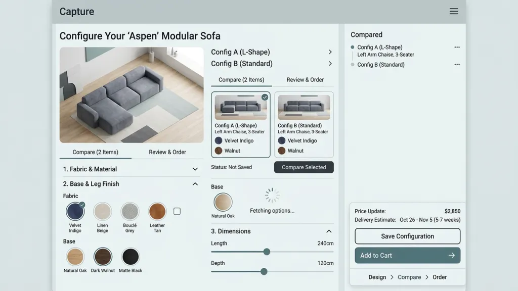 Custom Furniture Configurator Ecommerce App Material Picker
