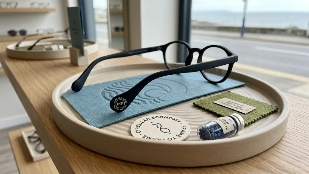 Ocean Plastic Eyewear Fashion Branding Temple Mark Detail