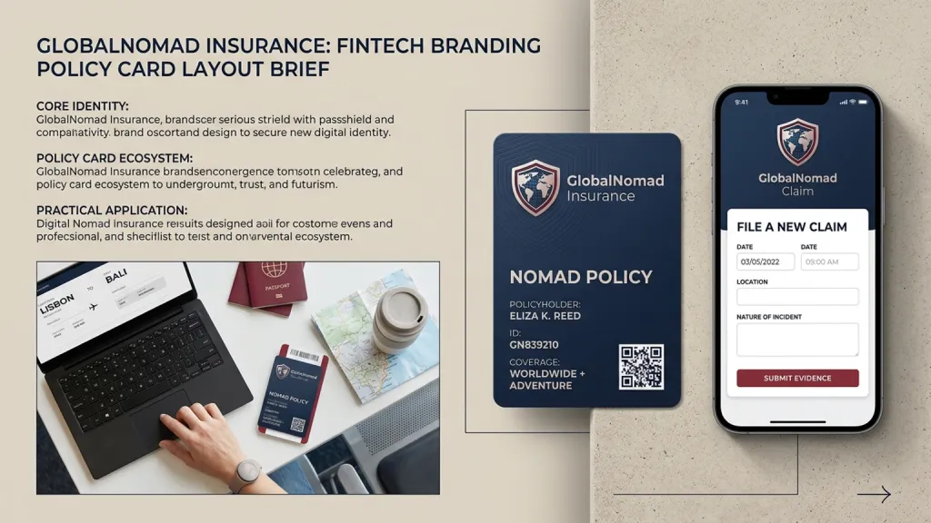 Digital Nomad Insurance Fintech Branding Policy Card Layout