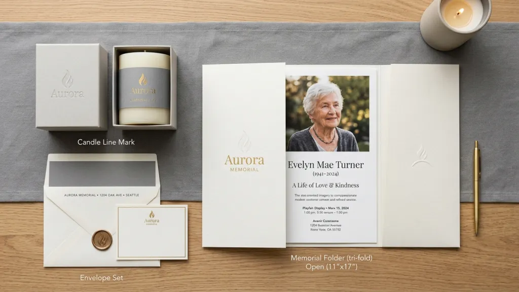 Modern Funeral Home Service Branding Memorial Folder