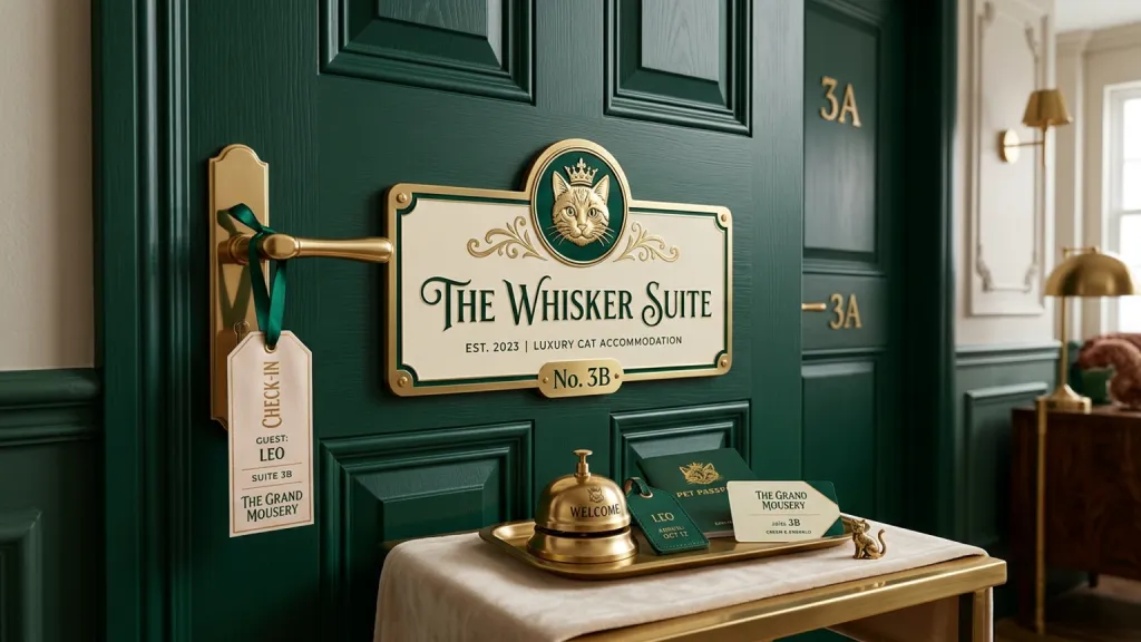 Luxury Cat Hotel Pet Branding Suite Door Sign