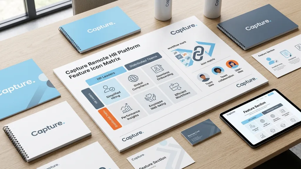 Remote HR Platform SaaS Branding Feature Icon Matrix