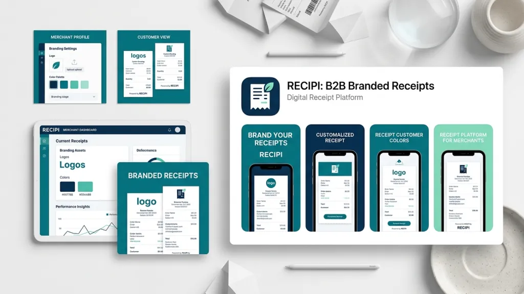 Digital Receipt Platform B2B Branding App Store Screenshot Set