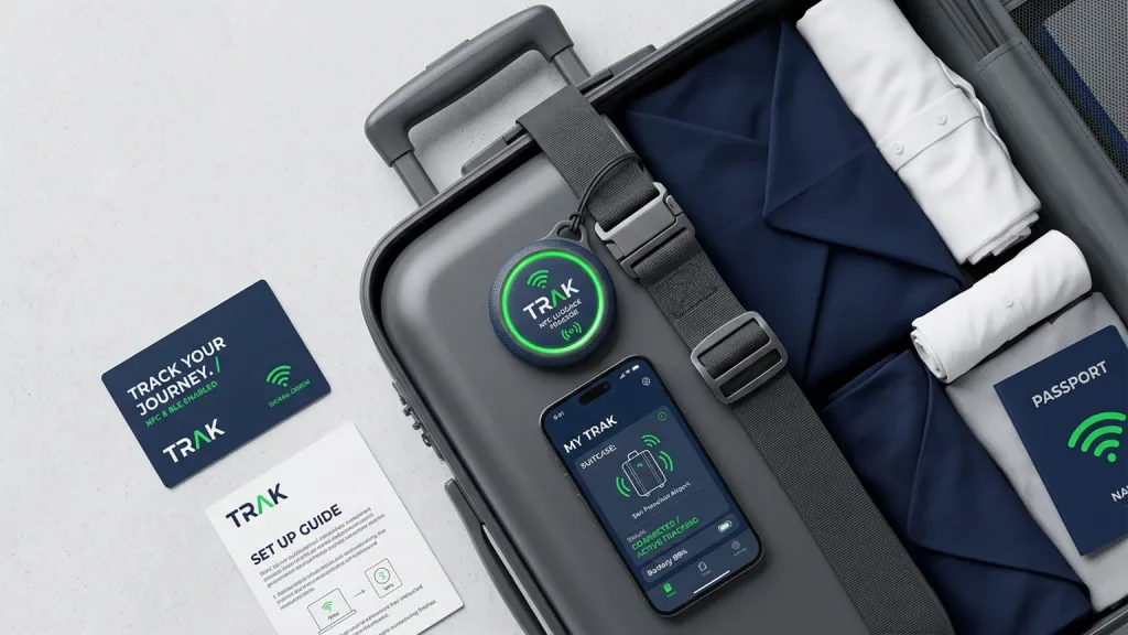 NFC Luggage Tracker Product Branding Smart Tag Mockup