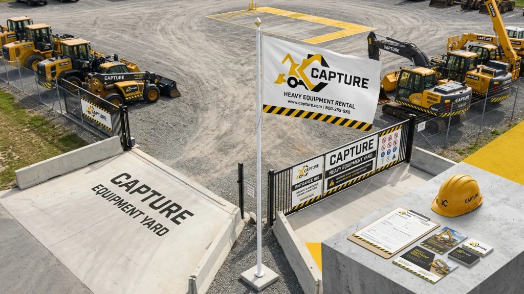 Heavy Equipment Rental Industrial Branding Rental Yard Flag