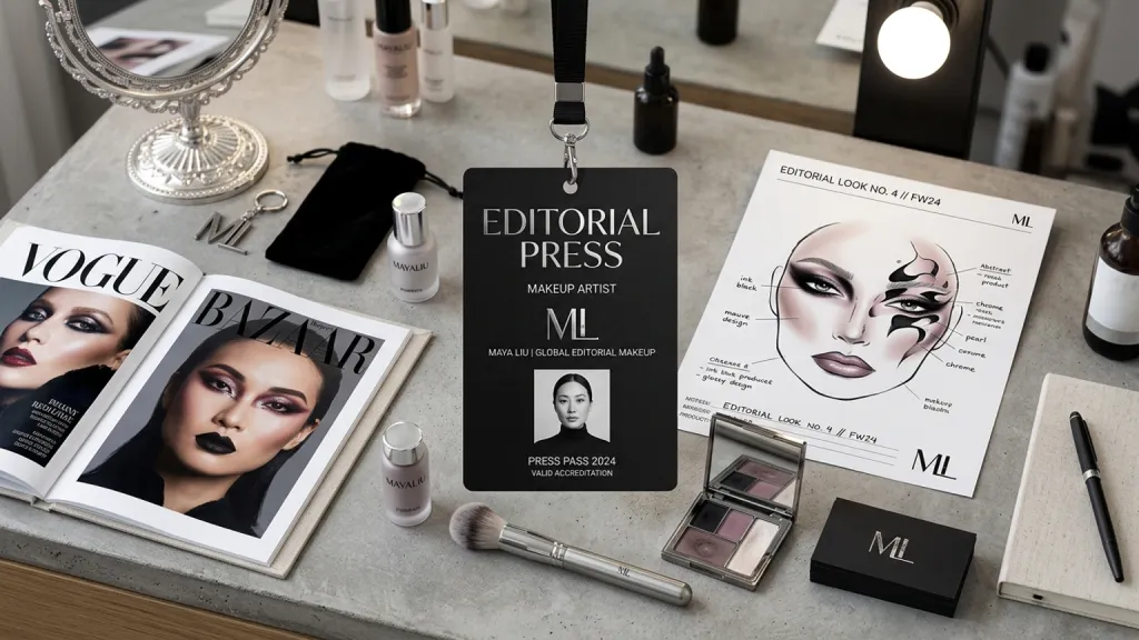 Editorial Makeup Artist Personal Branding Editorial Press Card
