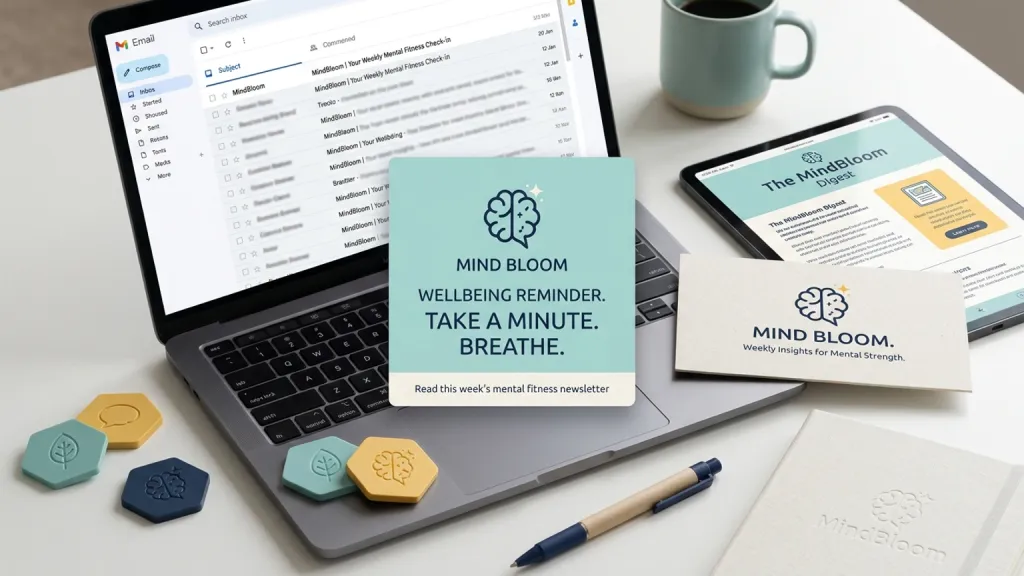 Mental Fitness Newsletter Media Branding Wellbeing Reminder Tile
