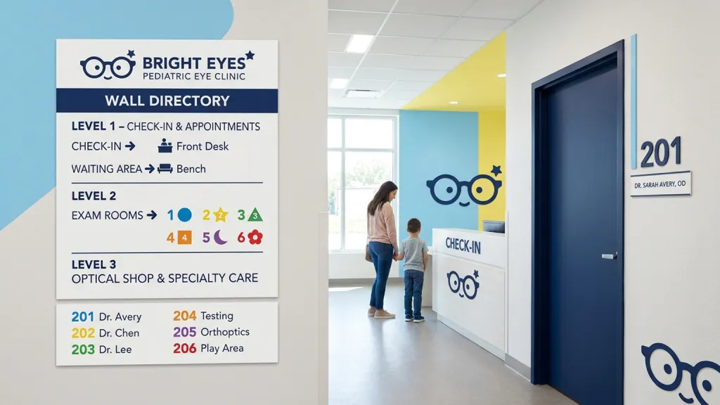 Pediatric Eye Clinic Healthcare Branding Clinic Wall Directory