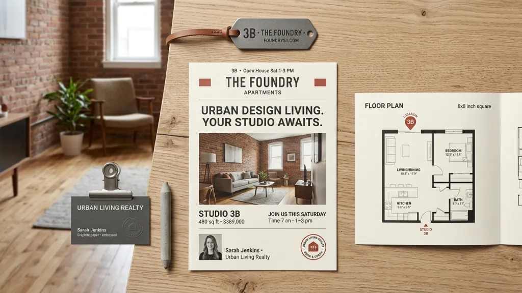 Studio Apartment Realtor Real Estate Branding Open House Flyer