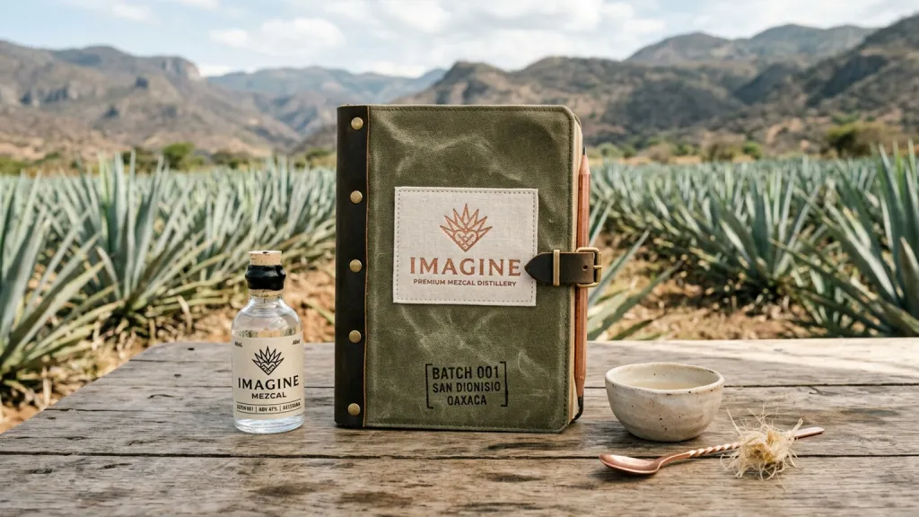Premium Mezcal Distillery Beverage Branding Field Notebook Cover