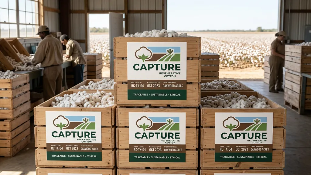 Regenerative Cotton Farm Agriculture Branding Harvest Crate Label