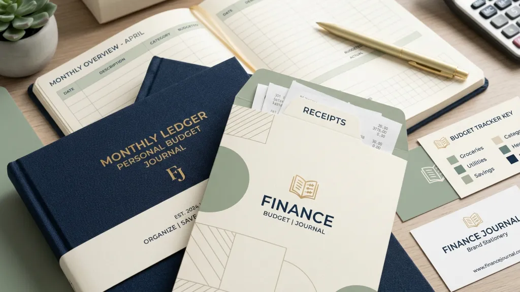 Personal Budget Journal Stationery Branding Receipt Sleeve Design