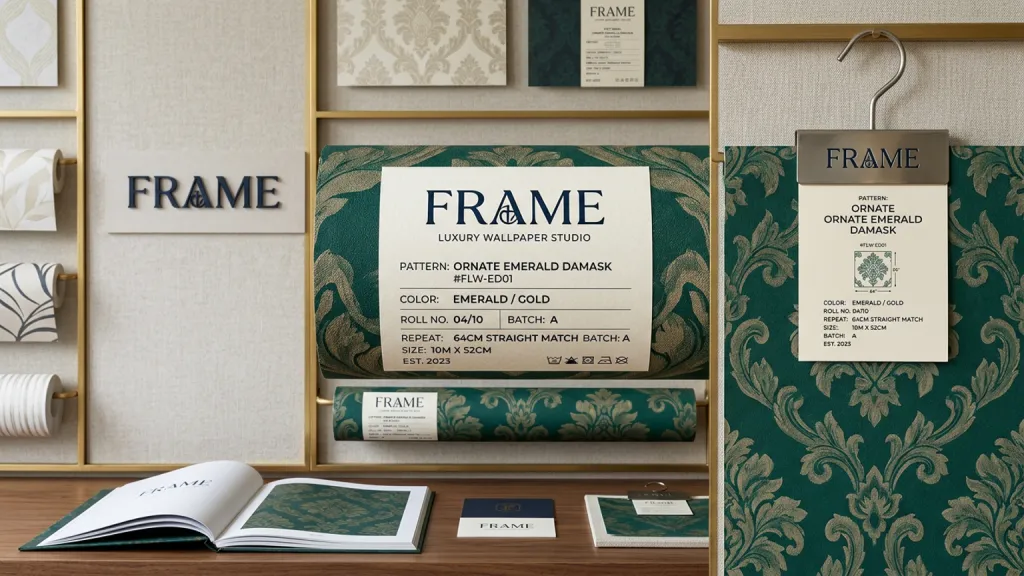 Luxury Wallpaper Studio Interior Branding Roll End Label