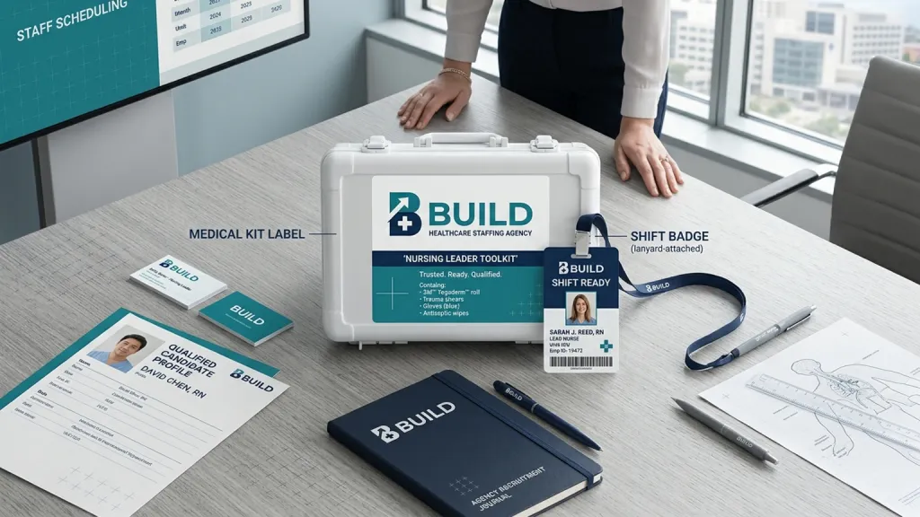 Healthcare Staffing Agency B2B Healthcare Branding Medical Kit Label